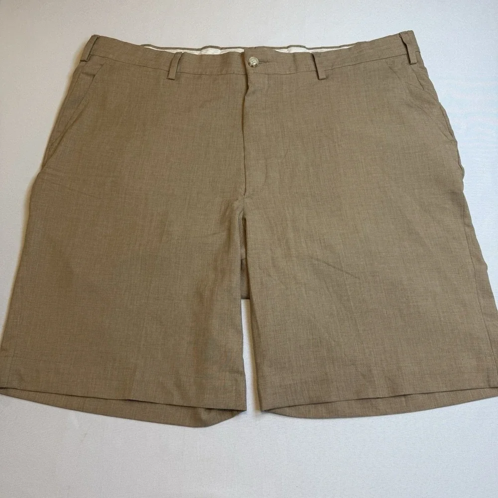Tom James Dress Shorts‎ Men 40 Flat Front Regular Fit Tan Lightweight Chino